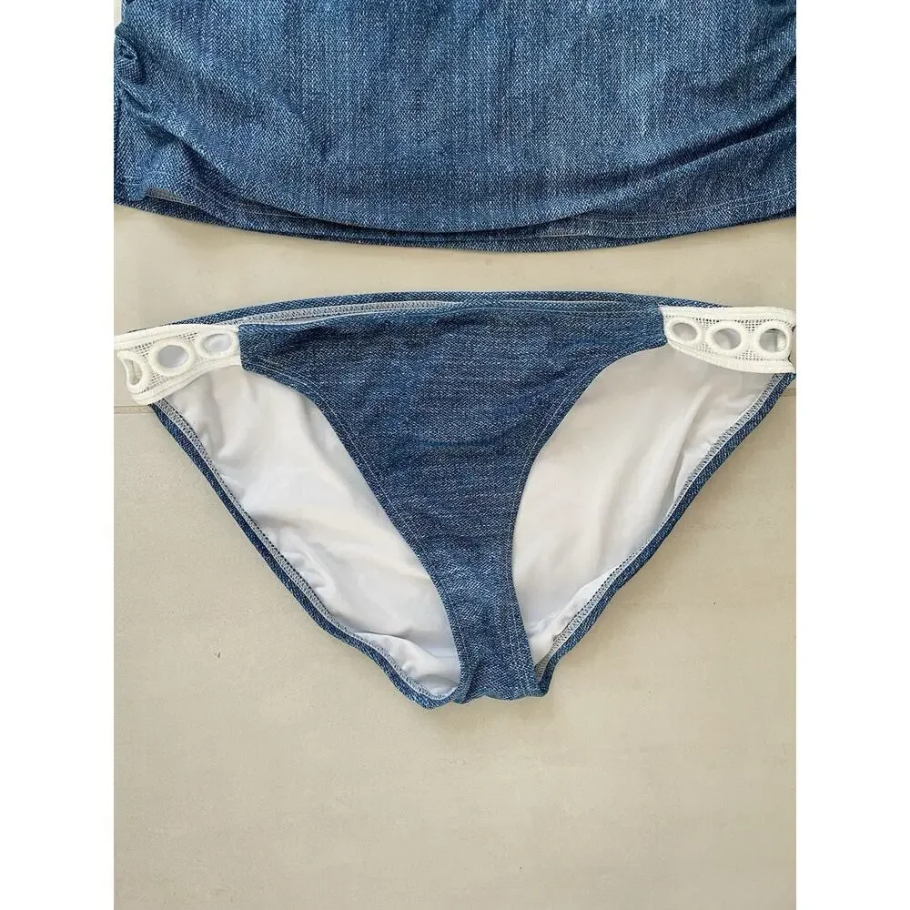 Venus Swim 12/14 Bikini Swimsuit Color Block Cut Out Nautical Swimwear